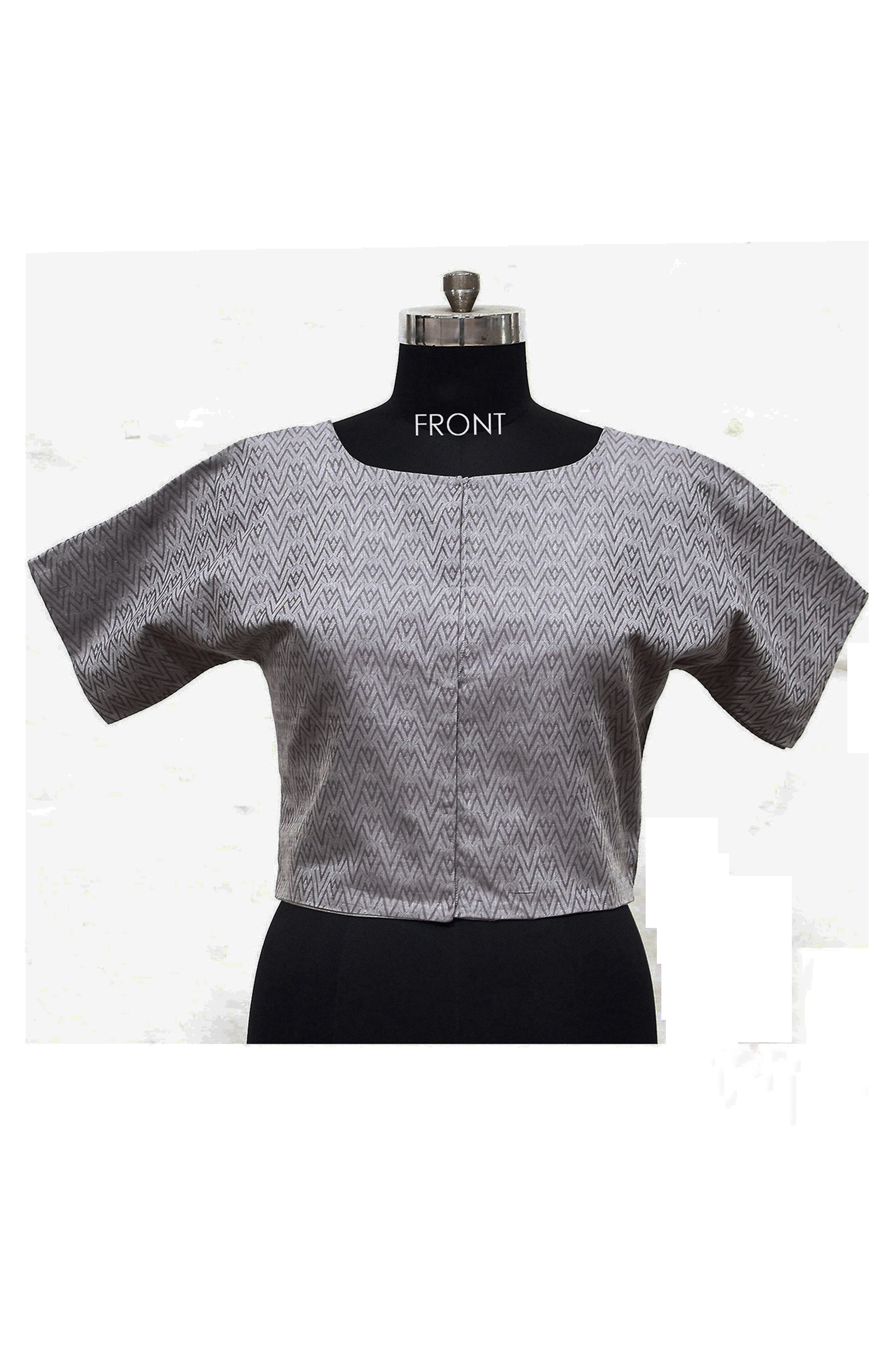 Grey,Handloom Organic Cotton Blouse ( Size XL / Size 14)